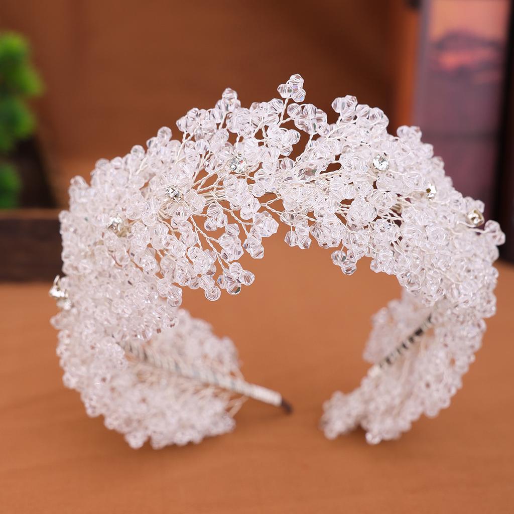 Opaski z koralików kryształowych Opaski ślubne Akcesoria do włosów Luksusowe Srebrne Ciężkie Opaski Akcesoria do sukni ślubnej