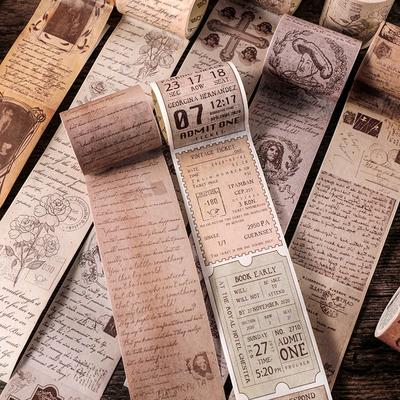 1 rolka taśmy washi vintage europejska amerykańska retro styl kreatywny ręczny księga dekoracyjna taśma, materiał do scrapbookingu DIY, 5 cm * 3 m