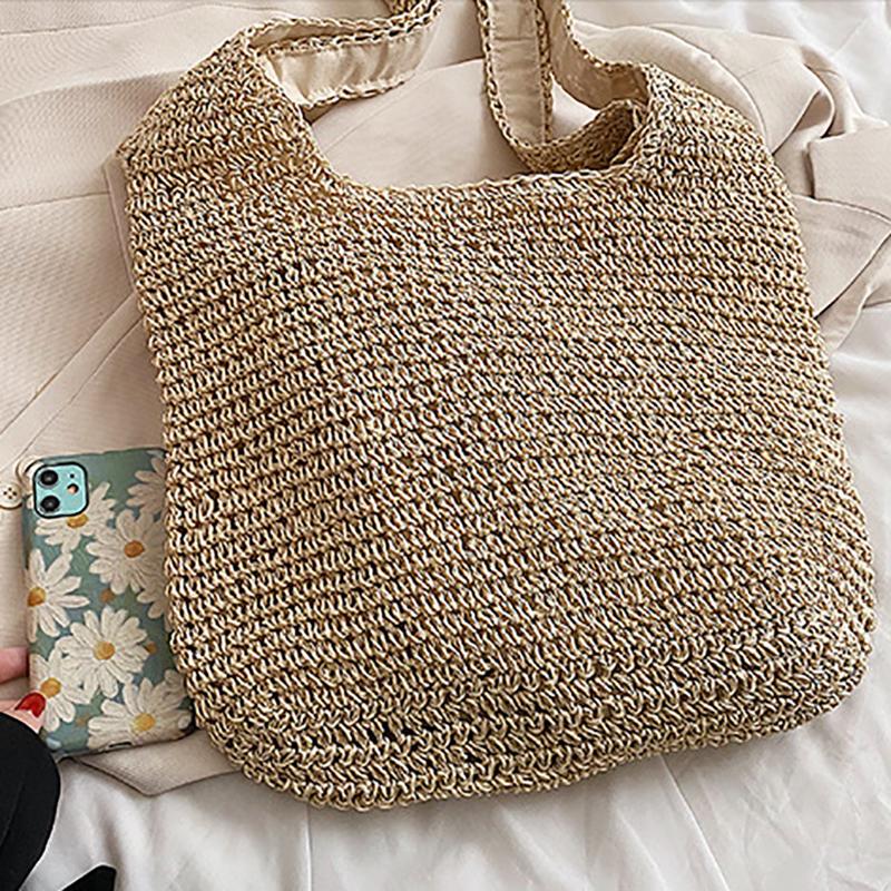 Summer Large Capacity Straw Bag Woven Handmade Shoulder Bag Holiday Seaside Beach Bags Casual Commuter Handbag New Tote
