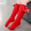 Pudcoco Infant Baby Girl Below Knee Socks, Solid Color Bow Decor Stockings Breathable Clothing Accessory 0-2T
