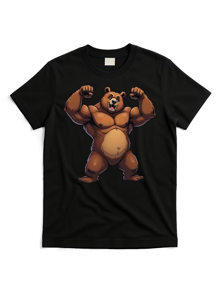 Unisex T-shirt I Love Bear Funny Gay Daddy LGBTQ Pride Cartoon Style Muscle T-Shirt Ilb5633087-At Black Product Ima