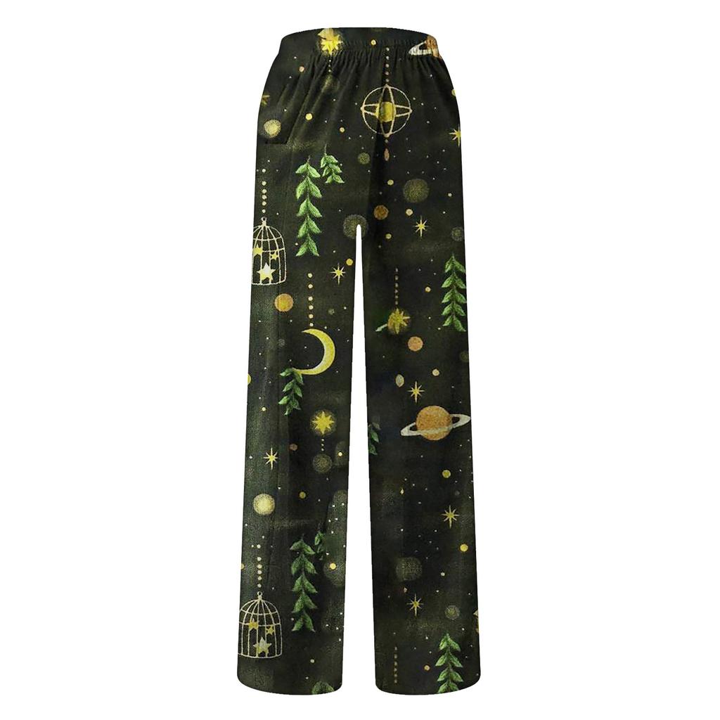Women Fashion Christmas  Snowmen  Print Casual Loose Pants Plus Size Loose Pants