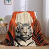 Crimson Moon Tiger Flannel Blanket Warm Soft Halloween Christmas Couch Warm Cozy Decorative Decor Gift for All Season
