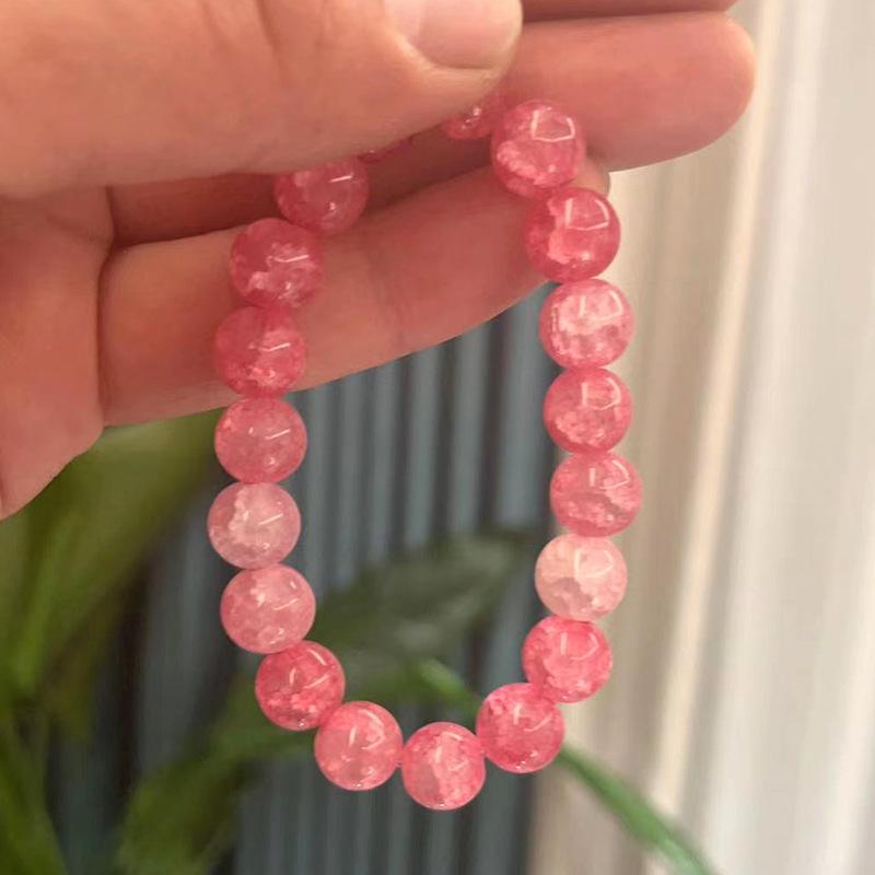New10mm Glossy Multiple Colors Glass Round Crackle Beads Bracelets for Women Temperament Jewelry Accessories Girlfriend's Gifts