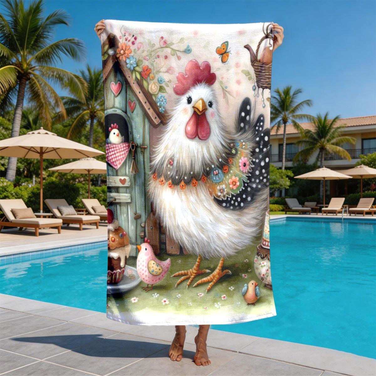 

Fairy Tale-style Country Hen polyester microfiber beach towel is highly absorbent, suitable for swimming and beach outings W40*H60(CM)