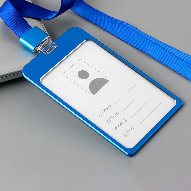 Metal Clip Buckle Aluminum Alloy Work Badge Card Holder Work Badge Chest Badge Hanging Neck Card Work Number Badge With Hanging Rope Card Holder