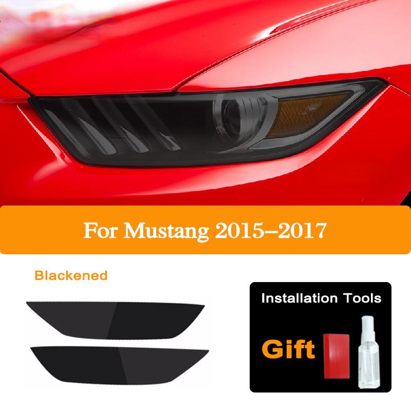 Car Headlight Protective Film For Ford Mustang 2015-Present Shelby GT500 Taillight Tint Black Transparent TPU Sticker Accessorie