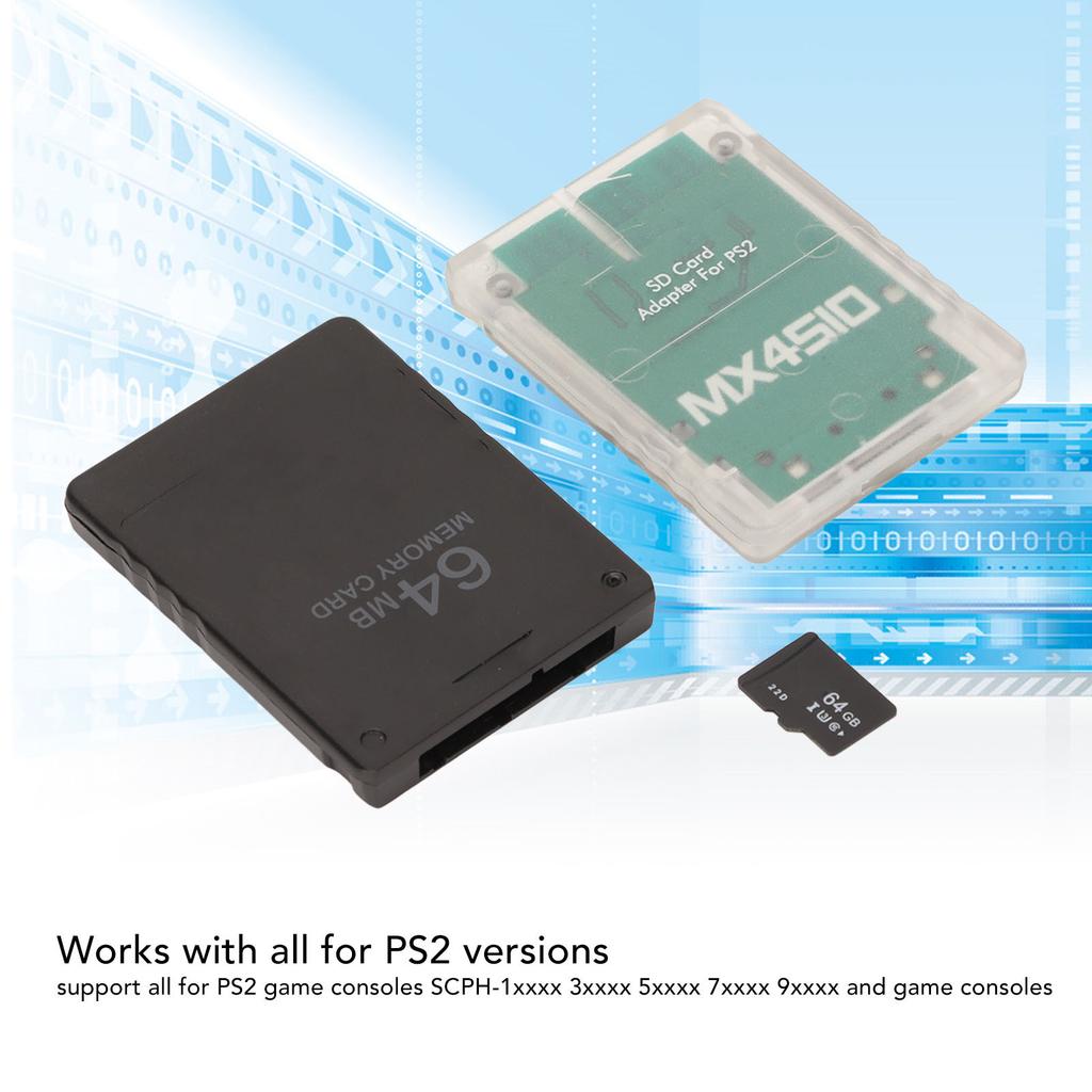 Memory Card Reader Stable Replacement Memory Card Adapter with 64G Memory Card and FMCB 64MB Game Card for
