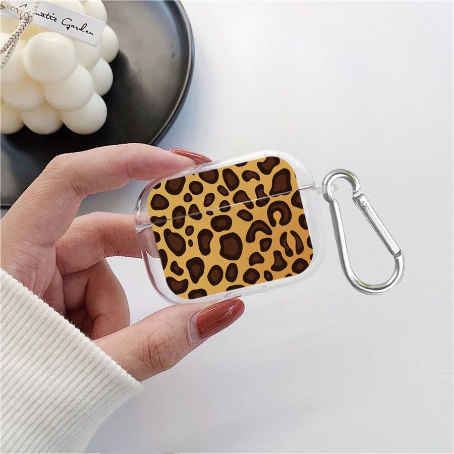 Case For Airpods 2 Pro 1 3 4 Pro3 Pro2 Clear Earphone Cases Cover Retro Leopard Print