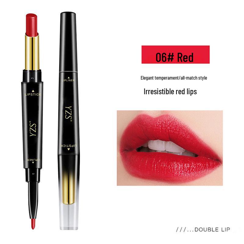 

YZS Double-Ended Waterproof Lipstick & Lip Liner: Long-Lasting, Non-Fading, Non-Stick, Whitening Lip Makeup. 05# Vintage Red