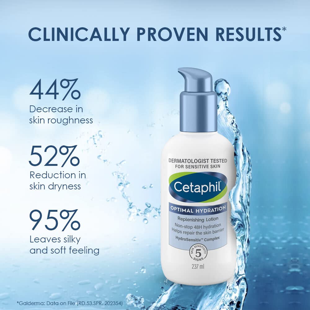 Cetaphil Optimal Hydration Replenishing Body Lotion 237ml Lightweight Moisturizer Non-Greasy for Sensitive Skin
