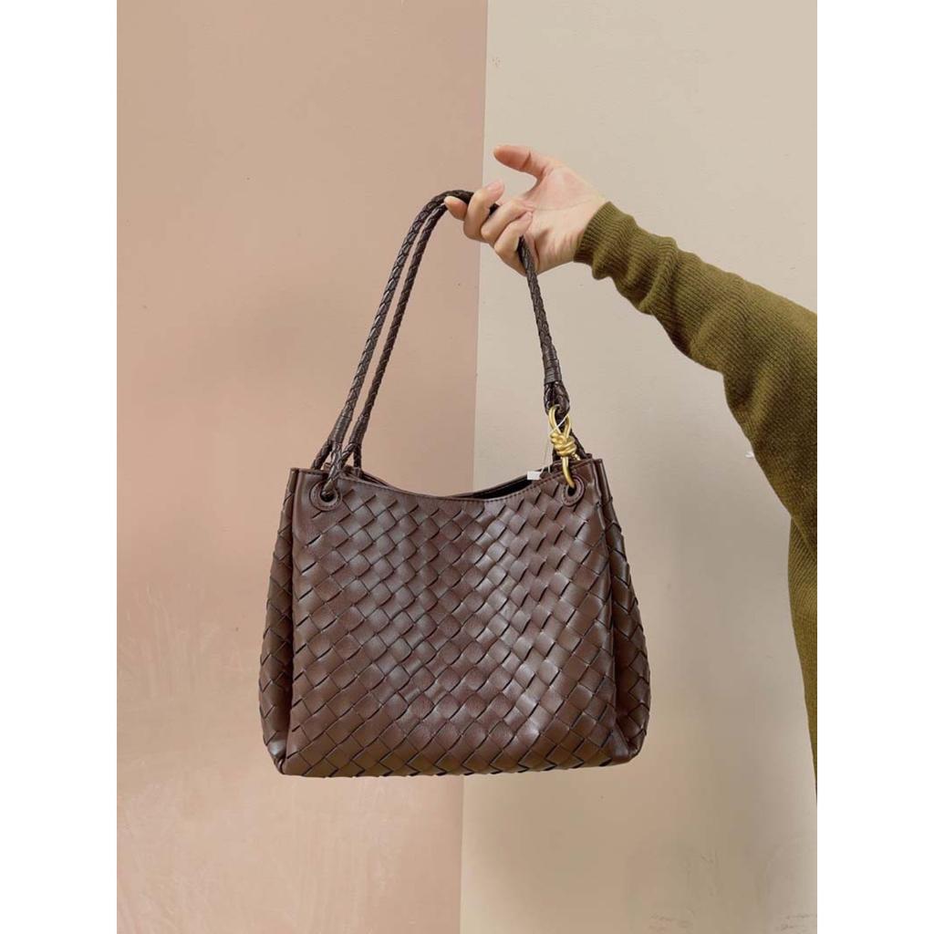 Borsa a tote in pelle a paracadute da donna intrecciata a mano a spalla a tracolla borsa cesto vegetale grande pendolare tendenza