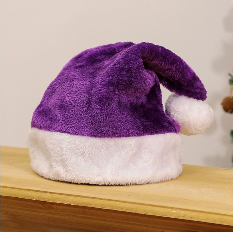 Customizable Plush Christmas Hat for Adults - Available In Red, Green, Pink, Blue, Black, Grey, and Purple with Logo Embroidery Options