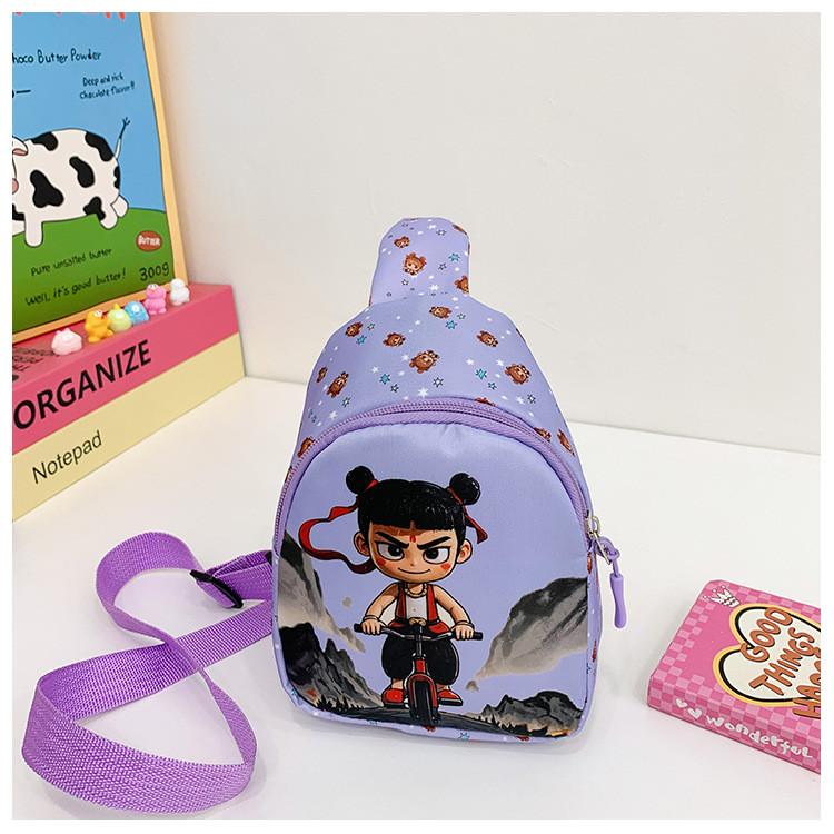 Ne Zha 2 Children Fashion Cartoon Crossbody Bag Polyester Material Outing School