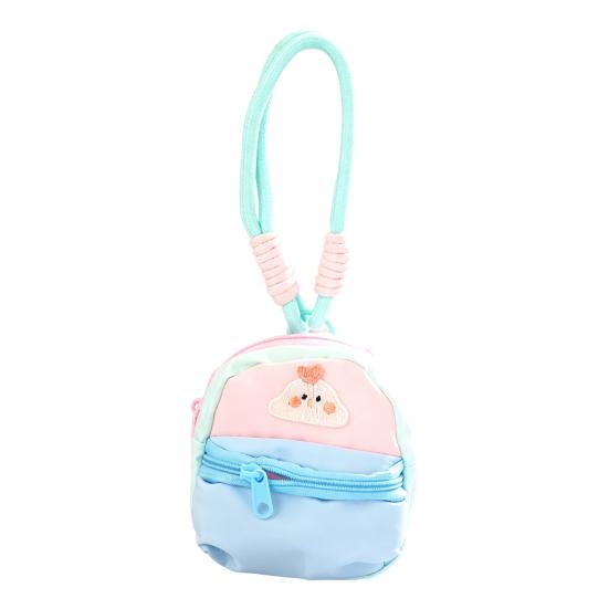 Small Coin Purse for Girls Purse, Macaron Style Mini Backpack Pendant with Lanyard, Lightweight Durable Fabric Pouch Double Zippered Compartments