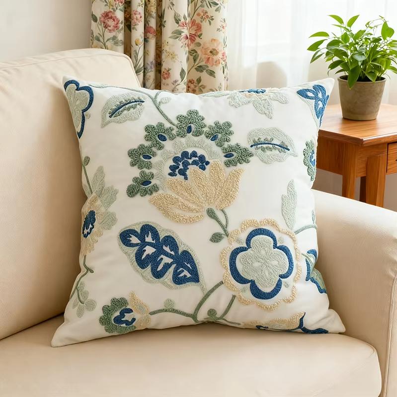 pc Boho Flower Pillow Cover Polyester D DoubleSided Print Soft Decorative Cushion Case for Sofa Bedroom Bedside Cozy Ameri