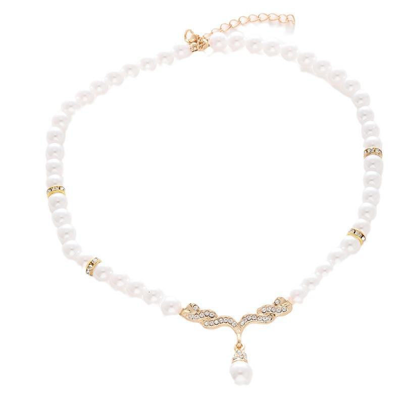 Koreanische Mode Engelsflügel Perlenkette - Diamant Brautaccessoire