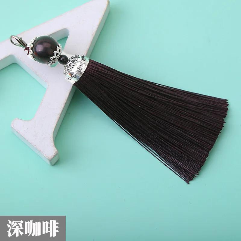 8cm Small Silk Tassel Earrings Pendant Charms Crafts Silver End Caps Tassels Brush for DIY Jewelry Making Accessories 5pc
