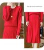 Women's 2026 Autumn/Winter Twisted Pattern Knitwear Set: Round Neck Sweater and Skirt