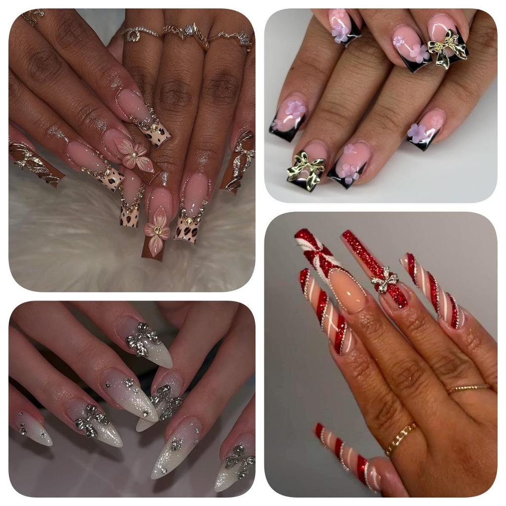 24-Grid Gold Bowknot Nail Art Accessories