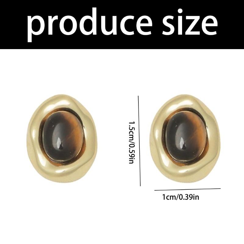 Trendy Tigers Eye Stone Metal Earrings For Women Lightweight Hypoallergenically Jewelry Ear Accessories Gift