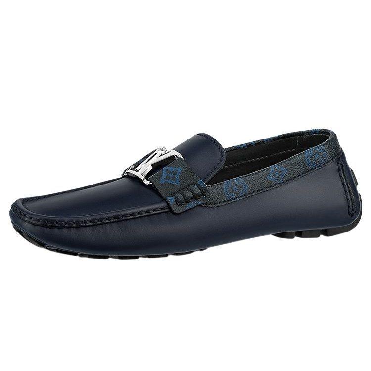 Louis Vuitton Lv Monte Carlo Moccasin Shoes 'Navy With Monogram Collar' 1AANOW