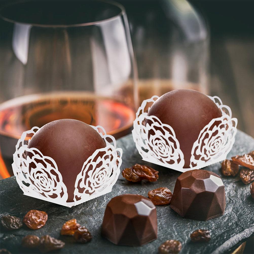 100 Pcs Chocolate Tray Wrapping Truffle Cups Candy Mini Cake Boxes Packaging Chocolates for Gifting Dessert Paper Liner