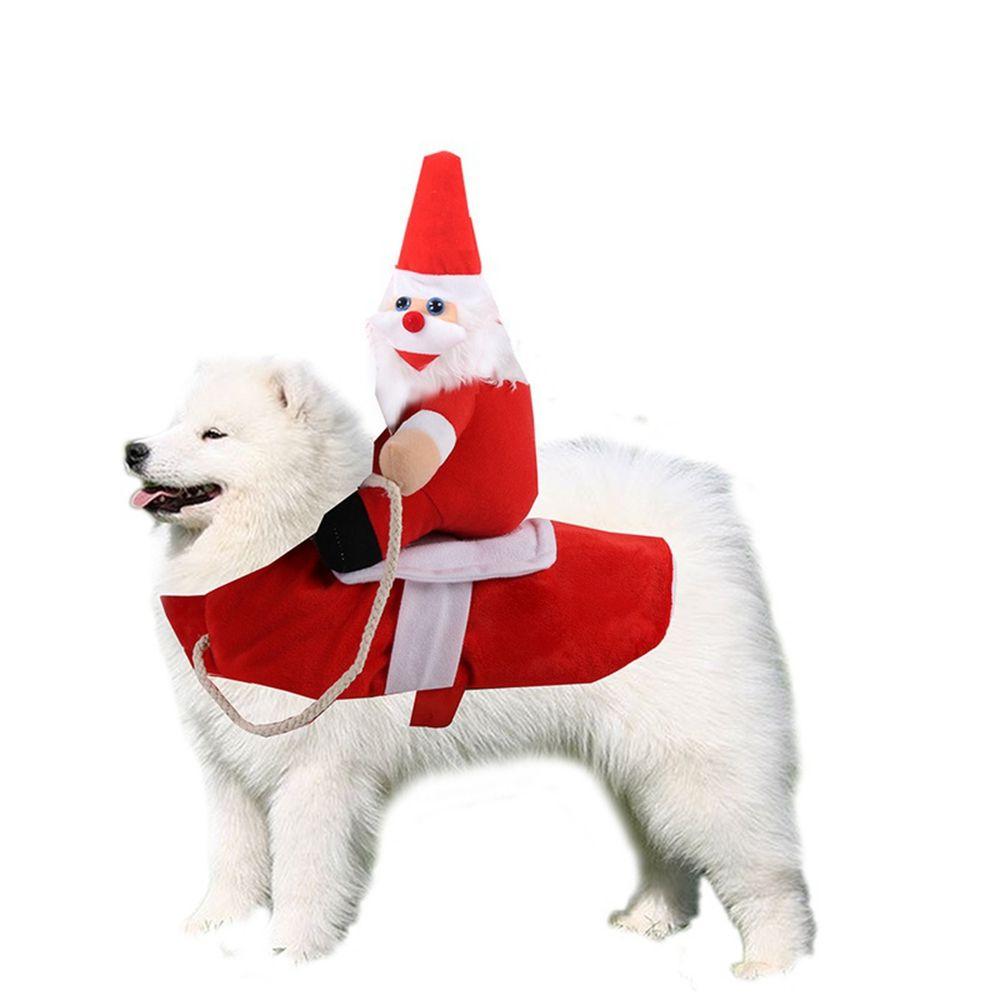 Cat Dog Riding Outfit with Christmas Doll Santa Claus Pet Clothes Dog Apparel Costumes Pet Supplies