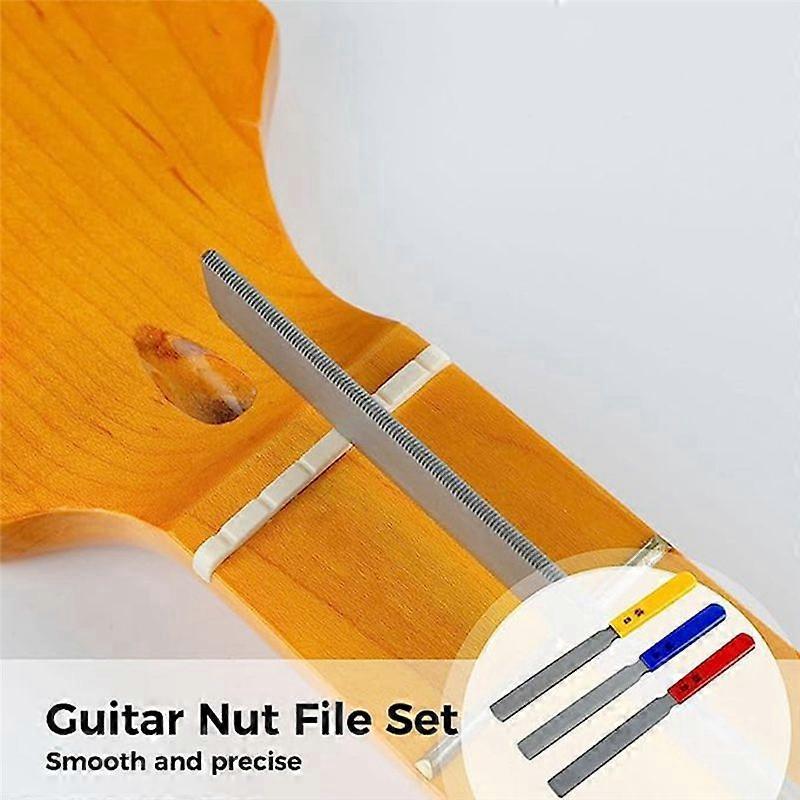 3 Pieces Conical Guitar Nut File Nut Slot File Set Double Edge Wire File Electric Bass Nut File Wire