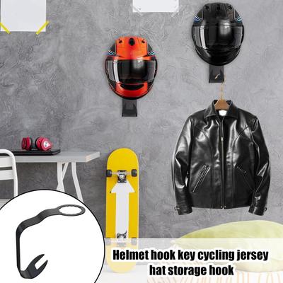 Helmet Holder Wall Mount No Drill Hat Hook No Drill Adhesive Helmet Storage Hook For Gloves Clothes Hats Keys Bags For Home