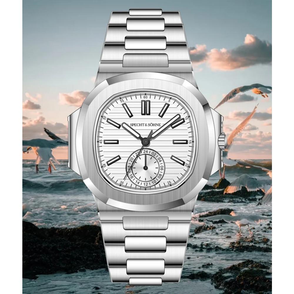 Specht & Söhne Men's Classic 5980 Watch Japan VH60 Movt Luminous AR Coating Sapphire Crystal Steel Wristwatches 50M Waterproof