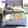 Custom Name Nighttime Friends Bedding,Quilt Set Quilt Cover Pillowcase Home Birthday Gift (1 * Duvet Cover + 2 * Pillowcase, Without Core)