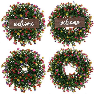 American Simulation Wreath Eucalyptus Camellia Door Fence Decoration Wreath Christmas Pendant Colored Fake Flower Simulation Green Plant
