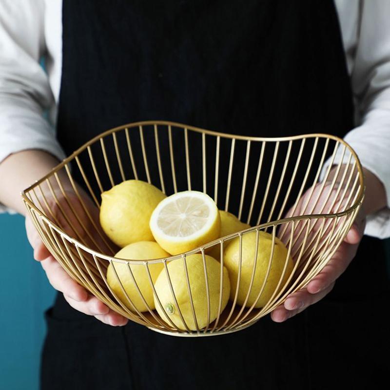 Iron Fruit Basket Fruit Container Bowl Home Creative Drain Display Basket Table Bread Snacks Tray Storage Snacks
