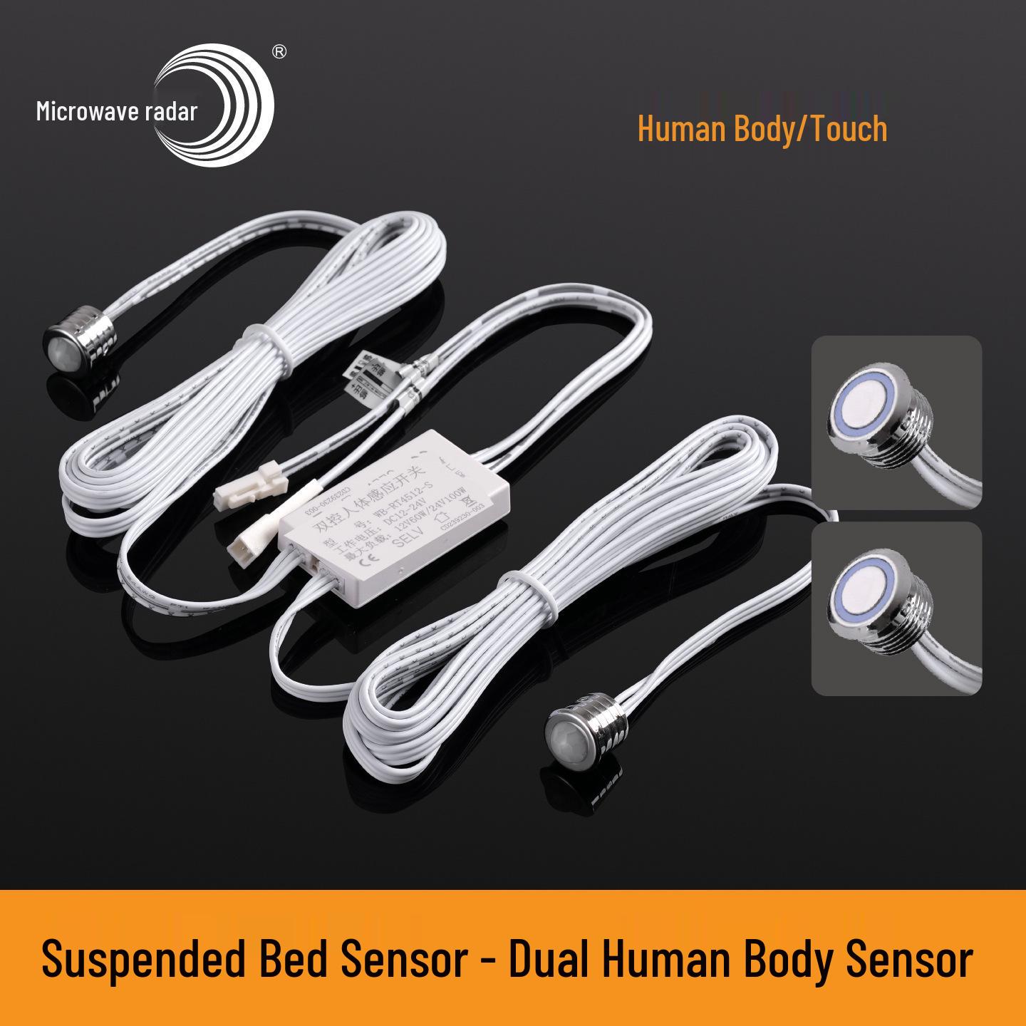 Dual-Sensor Smart Touch Induction Bedside Switch with Microwave Radar Detection Integrated Control Dual Head Radar Switch - Silver