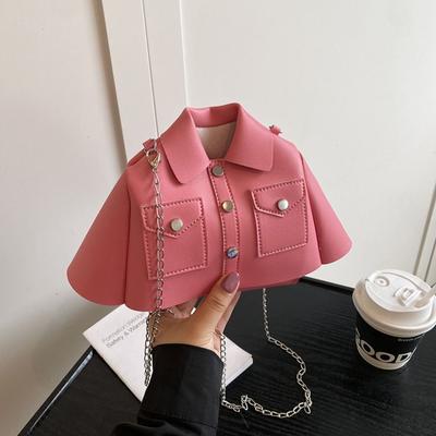 PU-Leder Ketten-Schultertasche Einfarbige Damen-Handtasche Kleiderförmige Crossbody-Tasche Mädchen