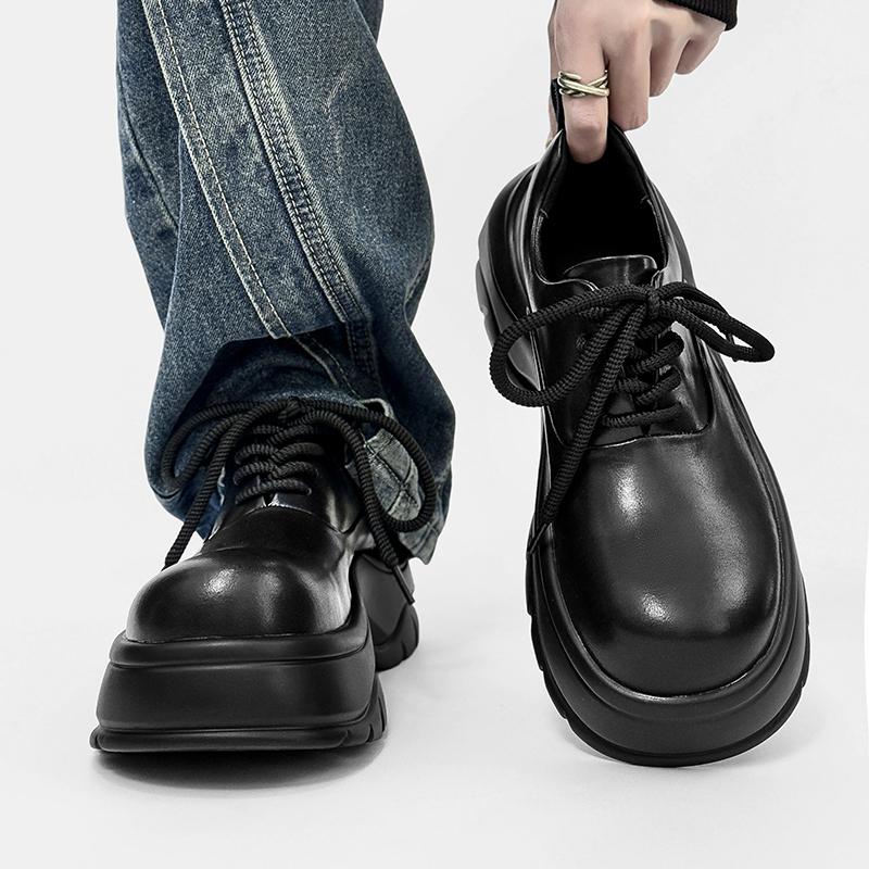 Fashion Black New Trendy Men's Shoes Thick Bottom Height Increasing Design Style Fashion Party Outdoor Street Daily Quality Shoes Hot