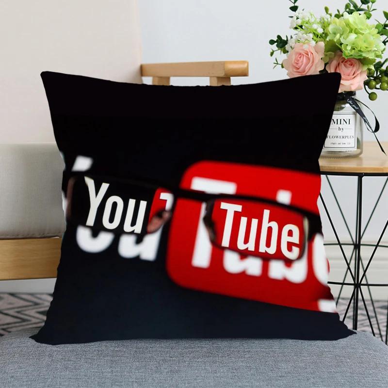 App Logo Youtube Pillowcase Bedroom Home Decorative Pillow Cover Square Zipper Pillow Cases Satin Soft Fabric 40X40Cm 45X45Cm
