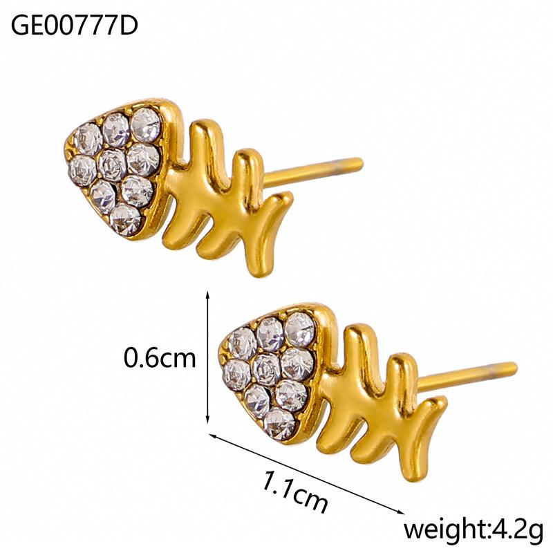 CARLIDANA Hot Selling Zircon Inlaid Earrings Heart Butterfly Star Cat Flower Stainless Steel Gold Plated Earrings Jewelry Women