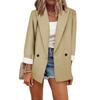 2025 Autumn Winter Women's Solid Color Blazer, Notched Lapel Long Sleeve Office Chic Jacket, Business Casual Trench Coat for Workwear