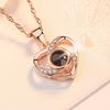 Love Heart Projection Necklace 100 Languages I Love You Pendant Jewelry for Girlfriend Couple Romantic Fashion Accessories Gifts