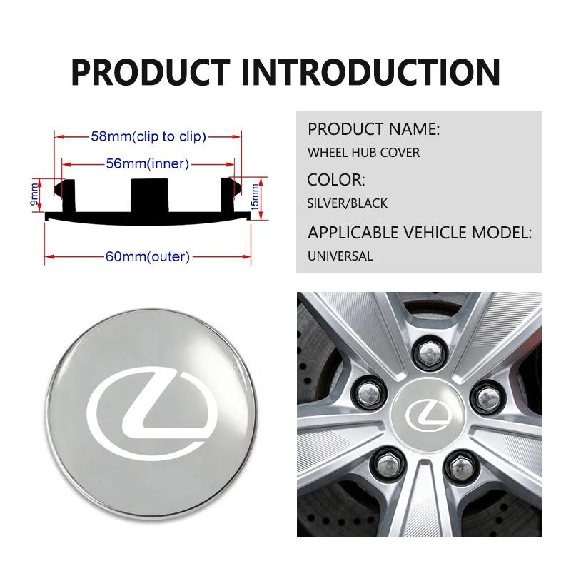 4pcs Car Wheel Center Hub Caps Sticker Auto Emblem Wheel Center Cap For Lexus RX350 IS250 IS200 GS300 LX570 RC350 UX250h ES350 AEI1