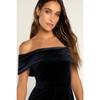 Velvet Dress with Elegant Temperament  One Shoulder Slit Dress