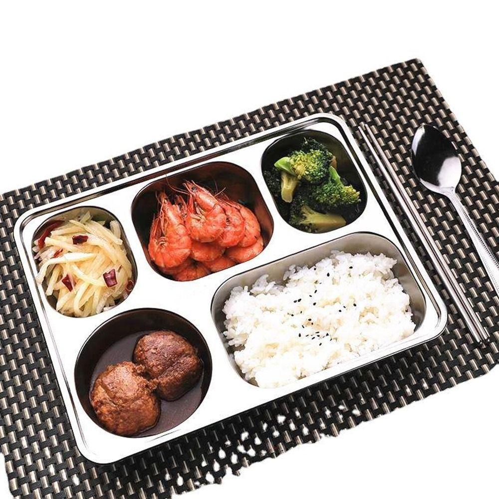 for Food Control with Compartments Stainless Steel Dividers Platter Dinner Plates Serving Tray