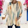 Women Plus Size Round Neck Long Sleeve Abstract Printed Loose Fit Longline T Shirt With Pockets