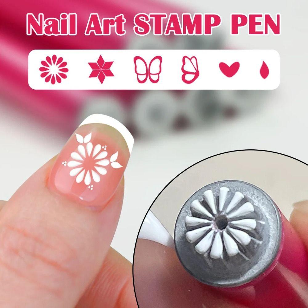 6/10/15pcs Floral Butterfly Pattern Nail Graffiti Pen Stamping Plate Nail Brush Stamp Pen  New Year