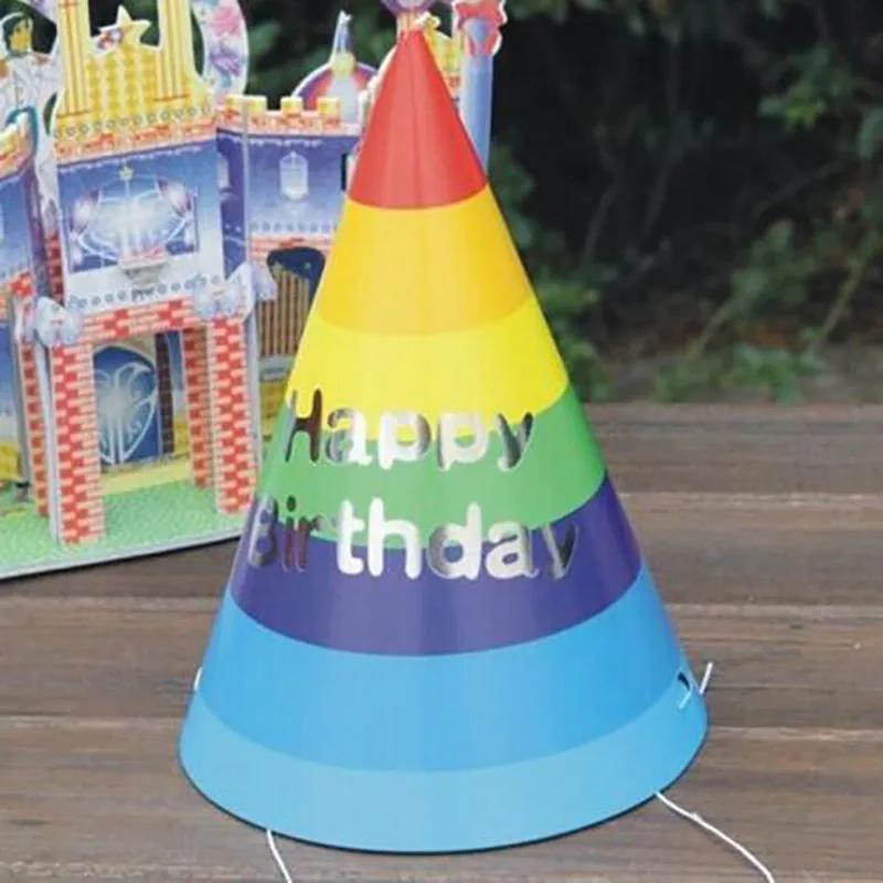 10Pcs Caps Rainbow Birthday Hat Celebration Party Prop Lovely Hats Conical Decorative Cute Headwear Child