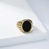 Trendy Retro Black Gemstone Titanium Steel Ring Men's Niche High-end Cold Wind Ring Hand Jewelry