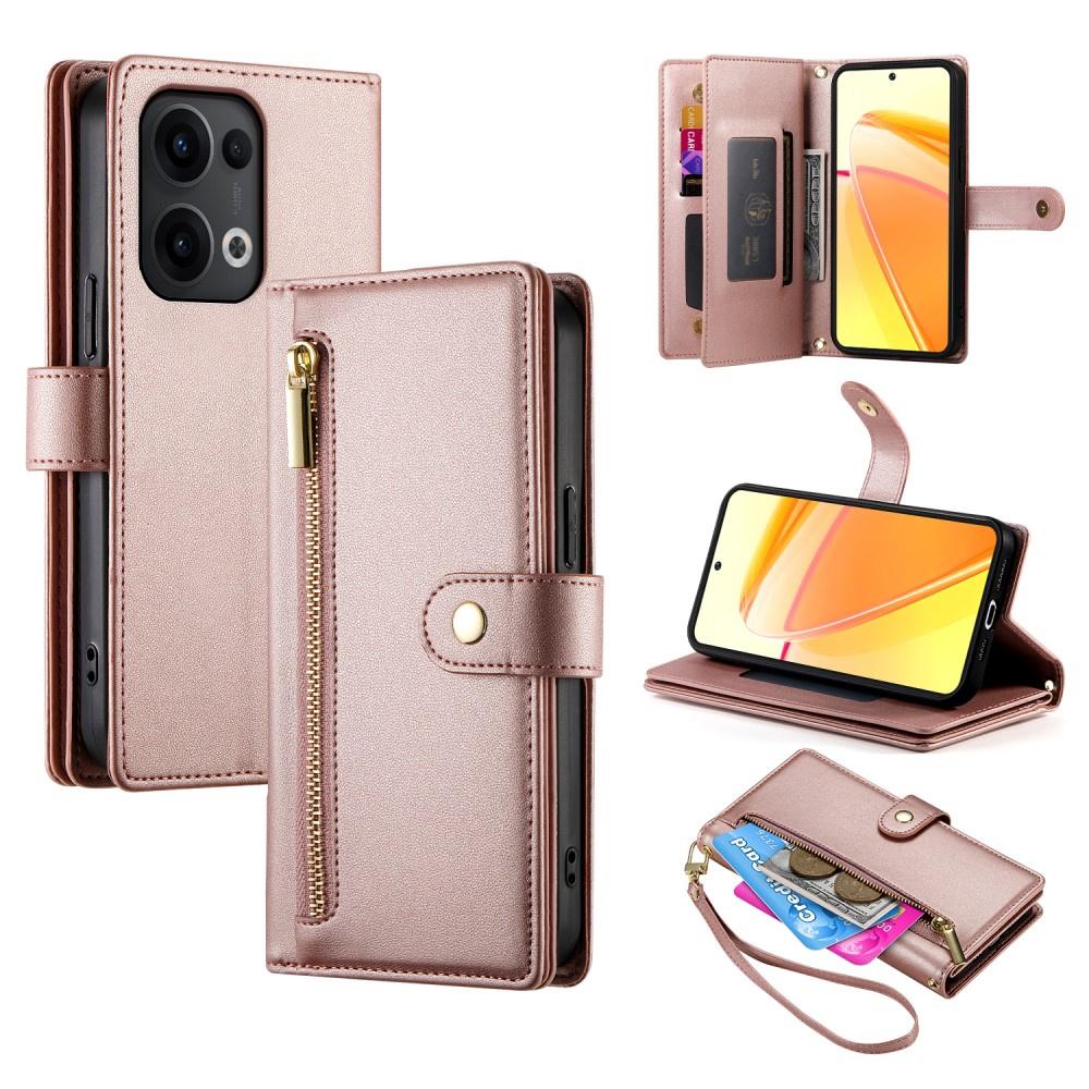 Oppo Reno 13 Pro 5G Flip Case, Wallet Zipper Pocket, Pink