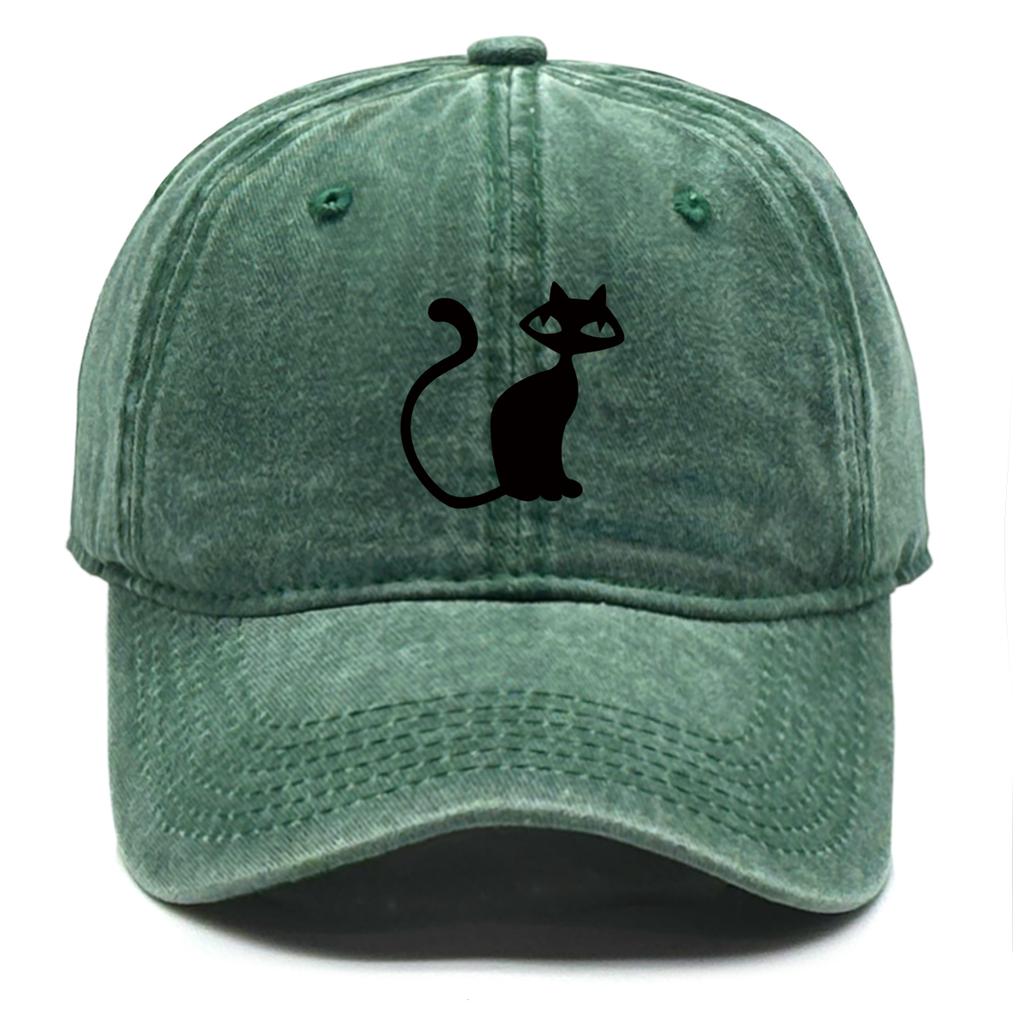 Casual Snapback Caps Cute Black Cat Hat For Man Adjustable Buckle Distressed Adjustable Sun Hat Perfect For Camping